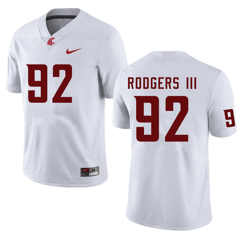 Men #92 Will Rodgers III Washington State Cougars College Football Jerseys Sale-White - Click Image to Close